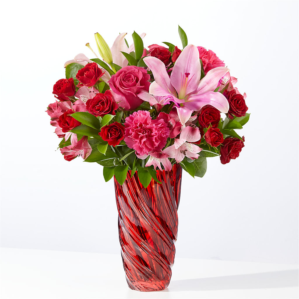 In Love Bouquet with Luxe Swirl Vase – New Rochelle Florist, New Rochelle NY