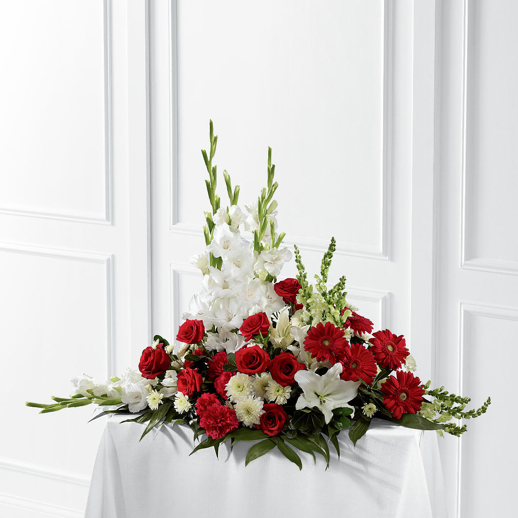 Crimson & White Arrangement – New Rochelle Florist, New Rochelle NY