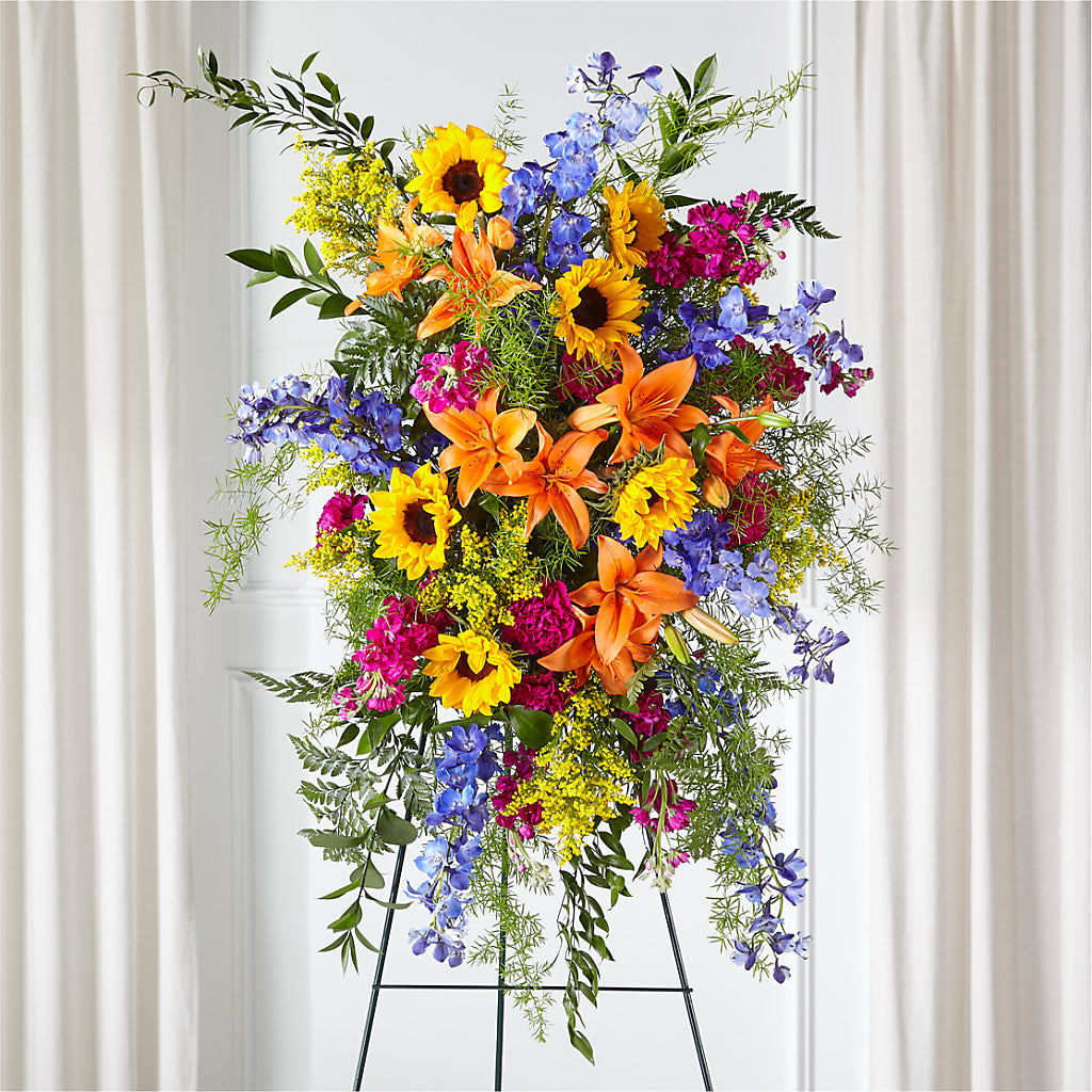 Sunlit Memories Standing Spray (Standard) – New Rochelle Florist, New Rochelle NY