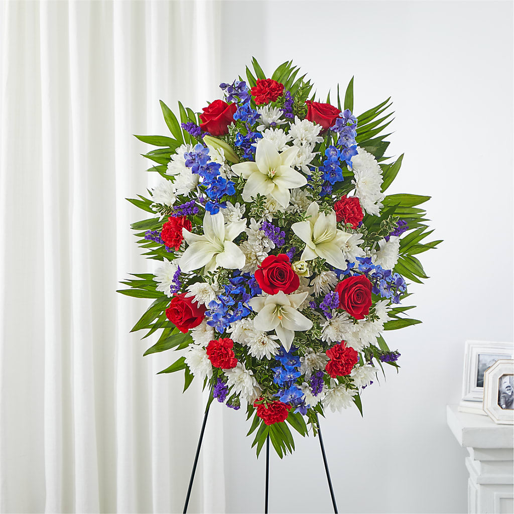 Cherished Service Standing Spray – New Rochelle Florist, New Rochelle NY