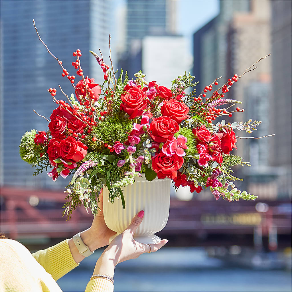Big Red Bow Bouquet –  New Rochelle Florist, New Rochelle NY