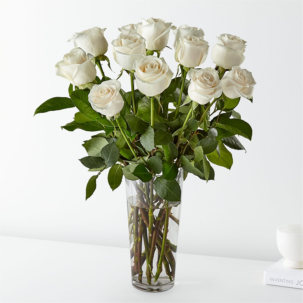 Long Stem White Rose Bouquet –  New Rochelle Florist, New Rochelle NY
