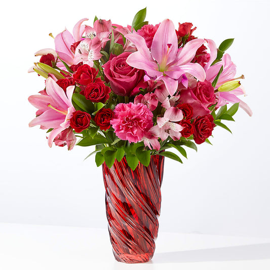 In Love Bouquet with Luxe Swirl Vase –  New Rochelle Florist, New Rochelle NY