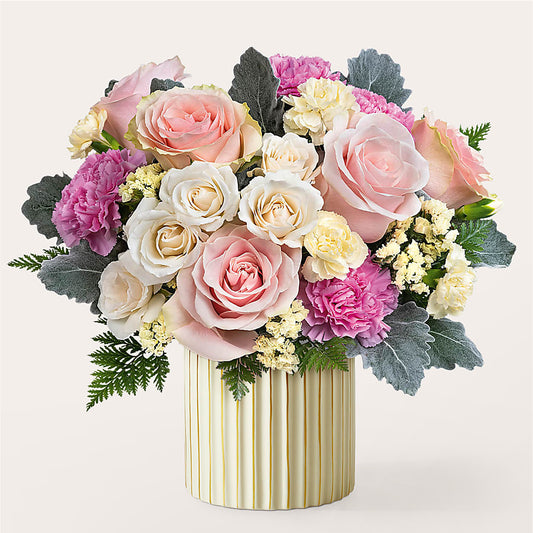 Blissful Moments Bouquet with Ivory Vase –  New Rochelle Florist, New Rochelle NY