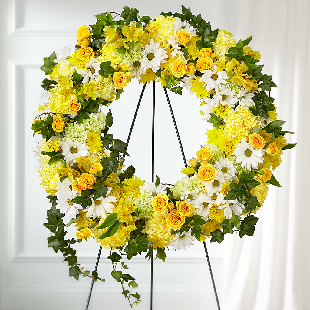 Golden Remembrance Wreath –  New Rochelle Florist, New Rochelle NY