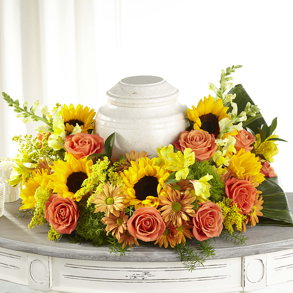 Faithful Sunflower Cremation Adornment –  New Rochelle Florist, New Rochelle NY