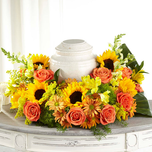 Faithful Sunflower Cremation Adornment –  New Rochelle Florist, New Rochelle NY
