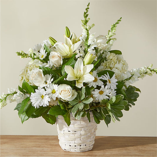Ivory Elegance Floral Basket –  New Rochelle Florist, New Rochelle NY