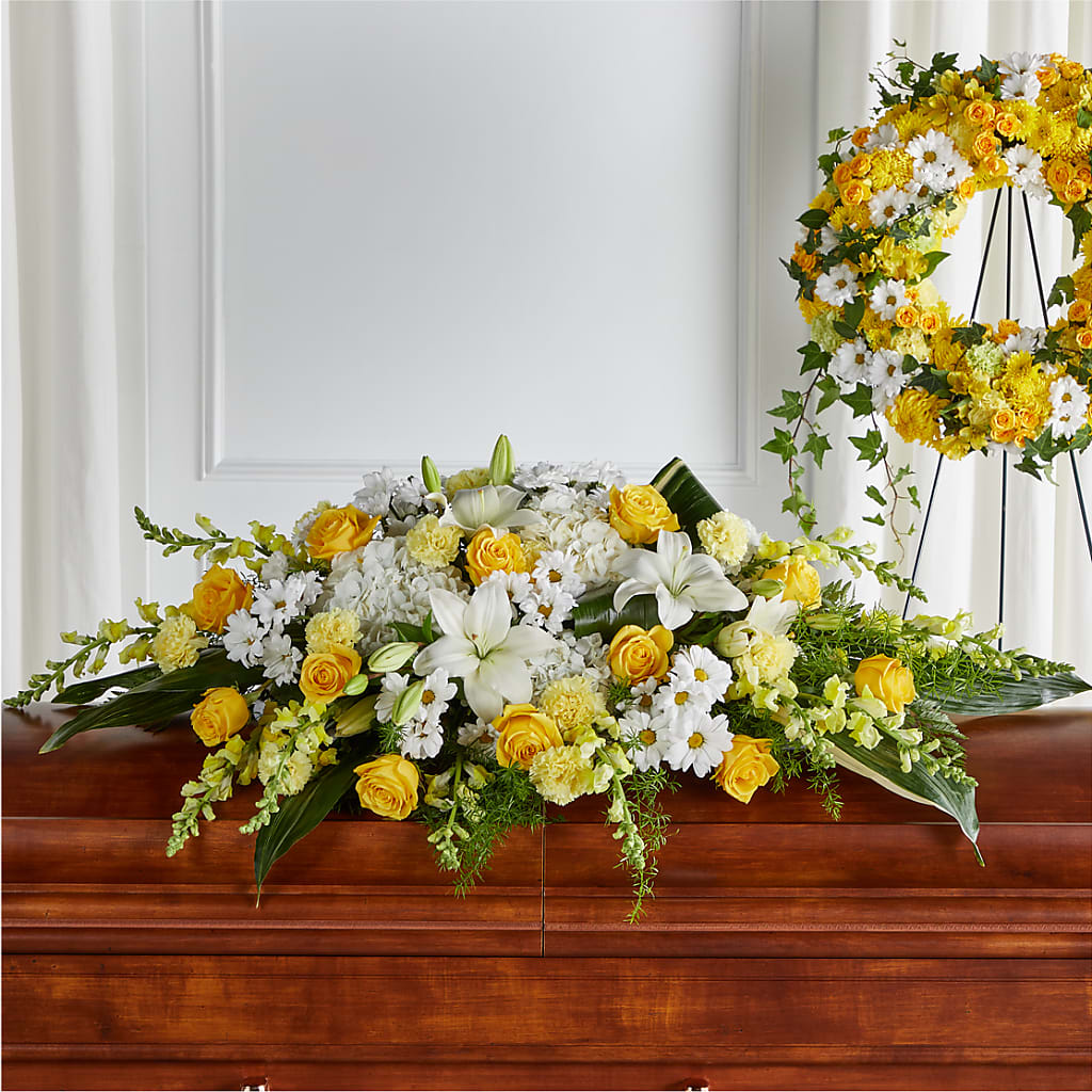 Golden Harmony Casket Spray –  New Rochelle Florist, New Rochelle NY