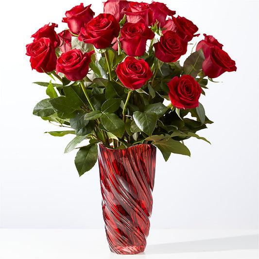 Classic Love Red Rose Bouquet with Luxe Swirl Vase –  New Rochelle Florist, New Rochelle NY