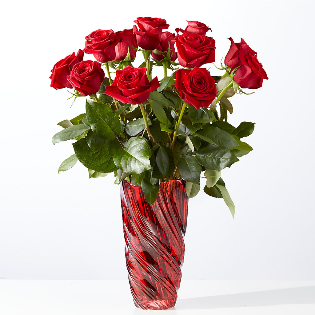 Classic Love Red Rose Bouquet with Luxe Swirl Vase –  New Rochelle Florist, New Rochelle NY