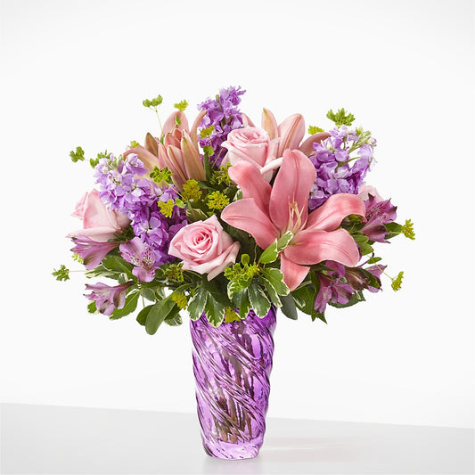 Precious Petals Bouquet with Luxe Swirl Vase –  New Rochelle Florist, New Rochelle NY