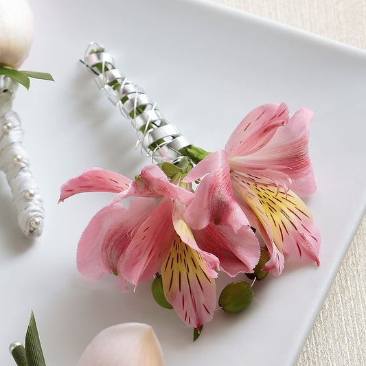 Pink Peruvian Lily Boutonniere –  New Rochelle Florist, New Rochelle NY