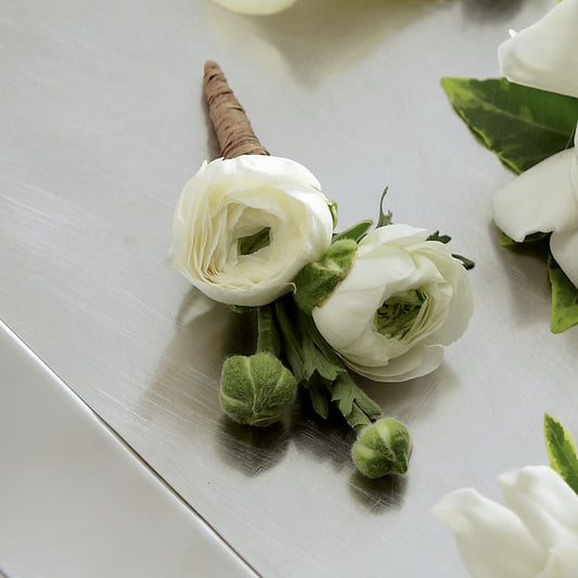 White Ranunculus Boutonniere –  New Rochelle Florist, New Rochelle NY