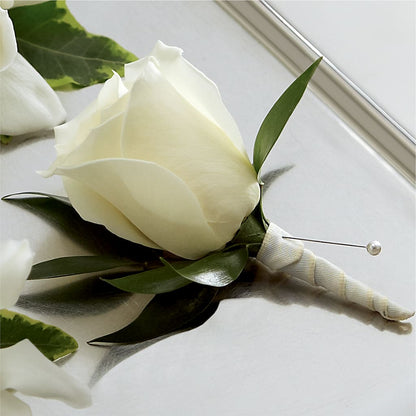 White Rose Boutonniere –  New Rochelle Florist, New Rochelle NY