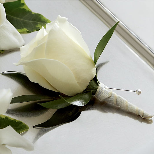 White Rose Boutonniere –  New Rochelle Florist, New Rochelle NY